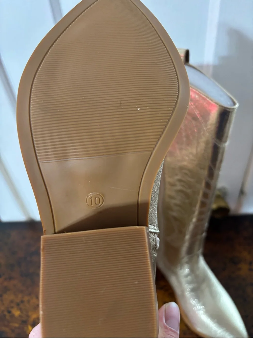Women’s Metallic Gold Over-the-Knee Pointed Toe Boots